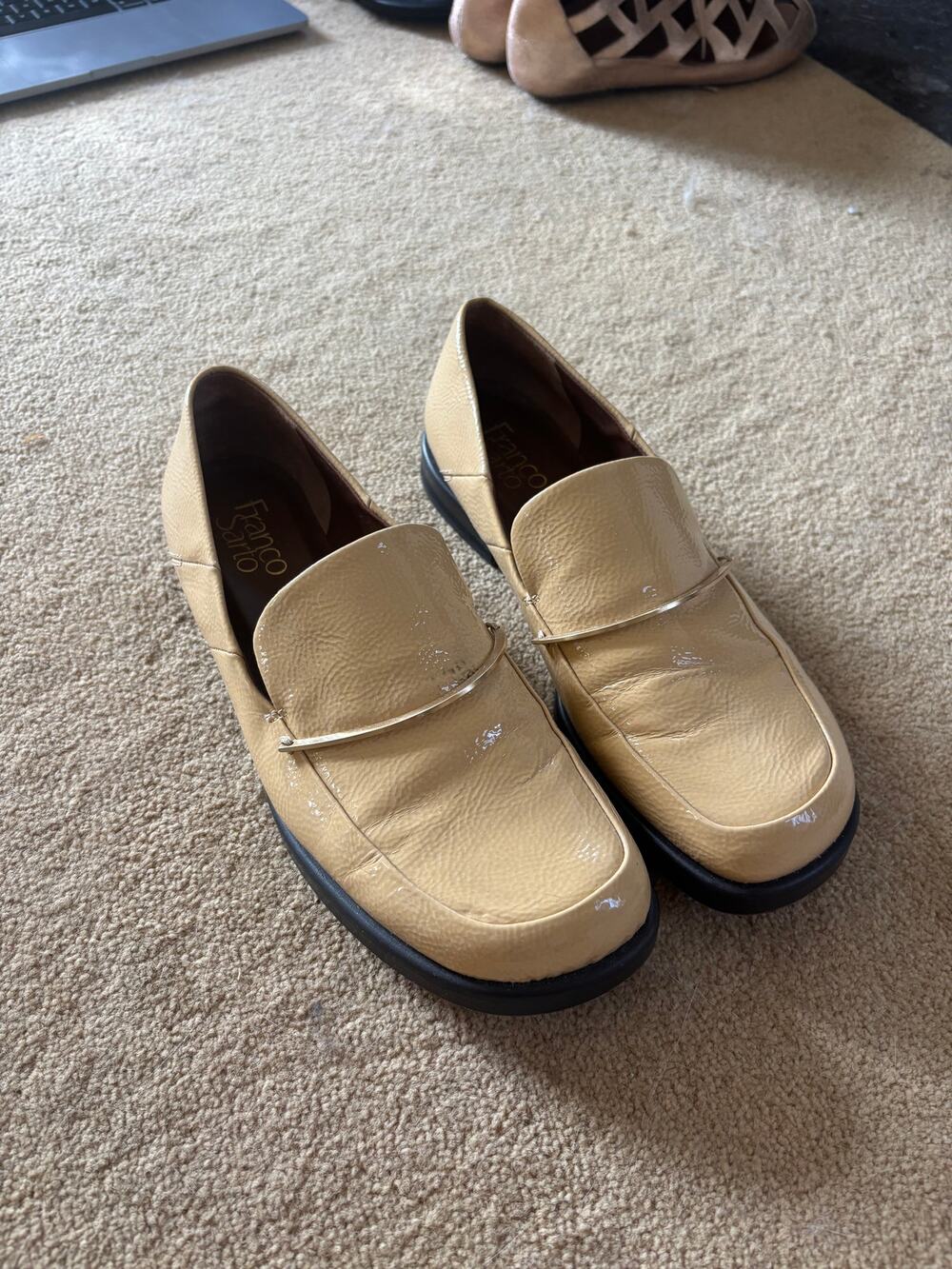 Franco Sarto Tan Patent Leather Loafers